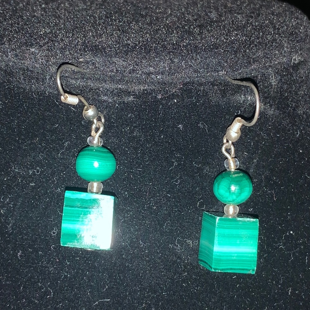 VTNG MALACHITE DANGLE EARRINGS - Picture 2 of 4